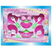 Trade Shop - Set Da Colazione Con Teiera Piattini Tazzine Posate Giocattolo Gioco Bambina -