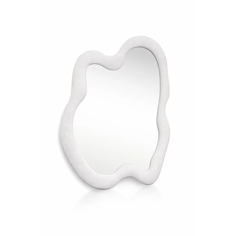 SPECCHIO ONDULATO IN VELLUTO CON GANCI PER APPENDERE DIMENSIONI 70X90X4.5CM - LINEA: CIELO COLORE BIANCO