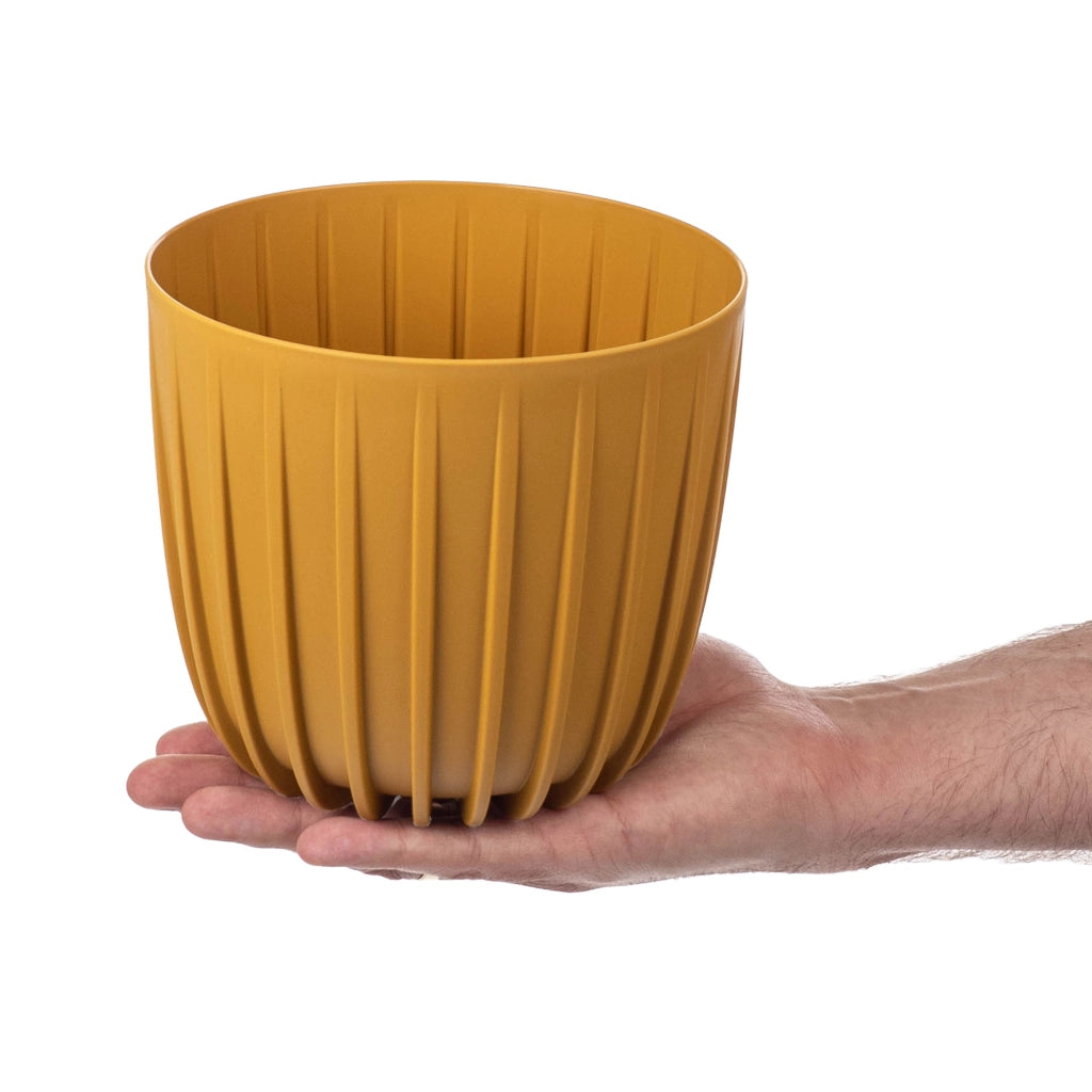 KADAX Vaso da fiori, coprivaso rotondo in plastica, 16 cm, colore giallo