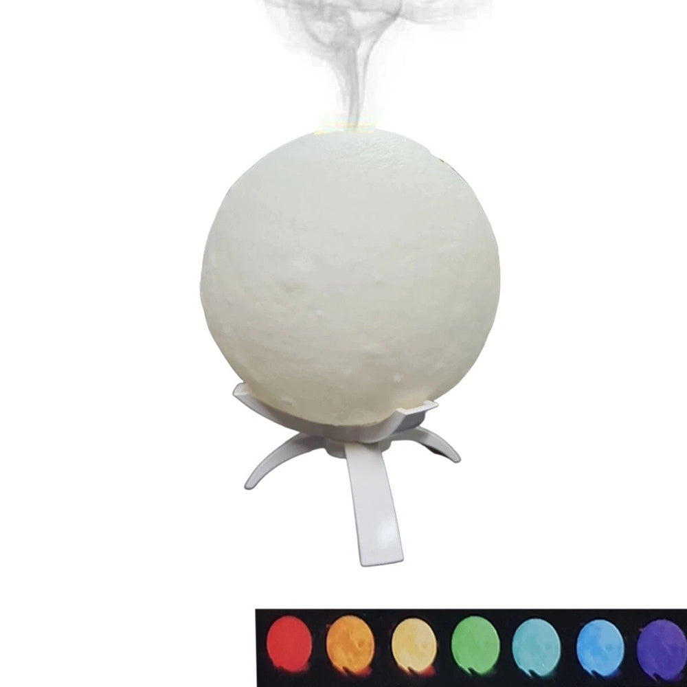 Trade Shop - Umidificatore Lampada A Forma Di Luna Luce Rgb Led Aromaterapia Diffusore Aromi Fumo 13cm -