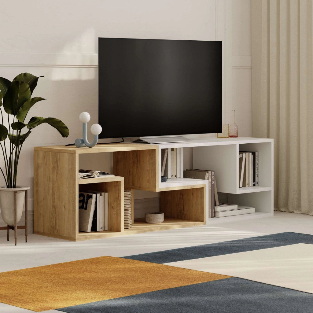 Mobile TV modulare in legno "Glis" - 145 x 35 x 44 cm - Bianco