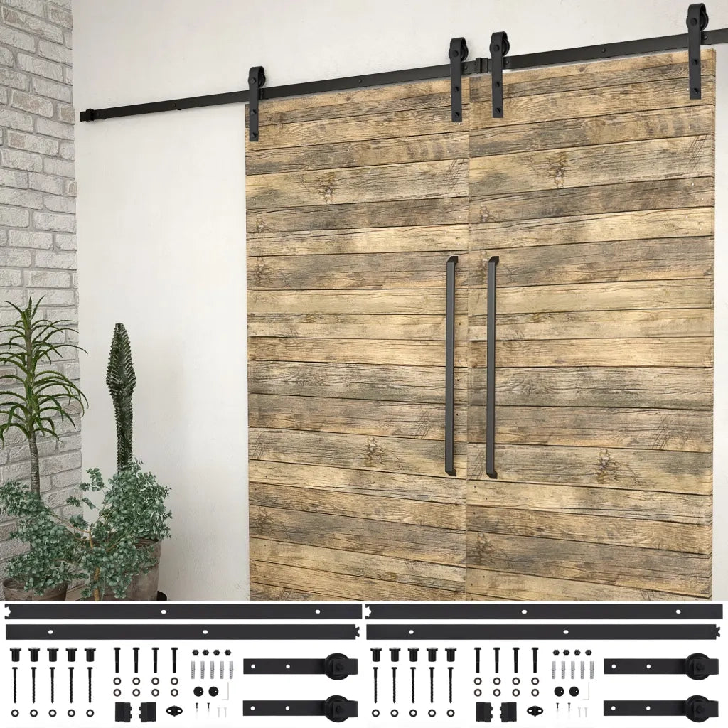 Kit di Binari per Porte Scorrevoli 2 pz 183 cm Acciaio Nero 3059844