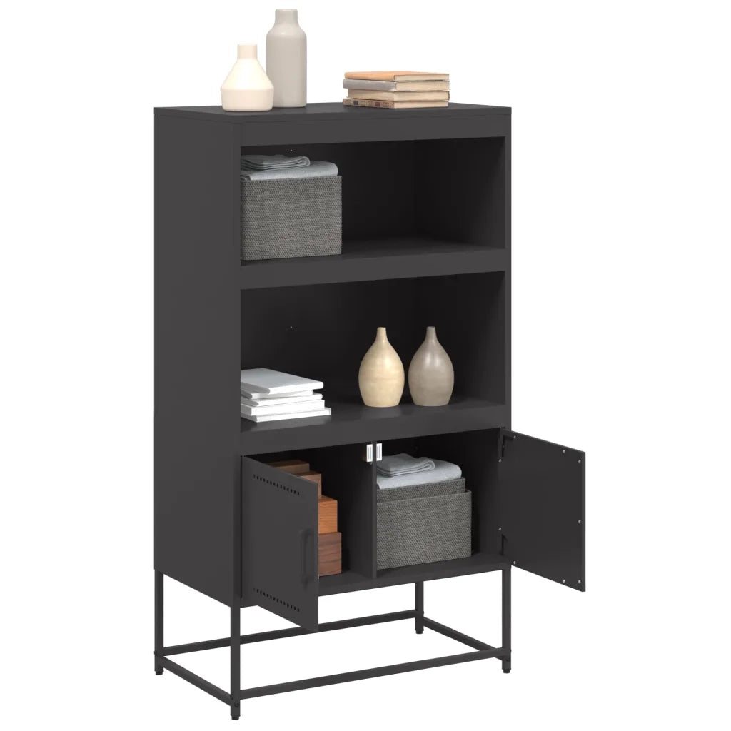 Credenza-Buffet-Armadio da cucina Nera 68,5x38,5x123,5 cm in Acciaio 292970