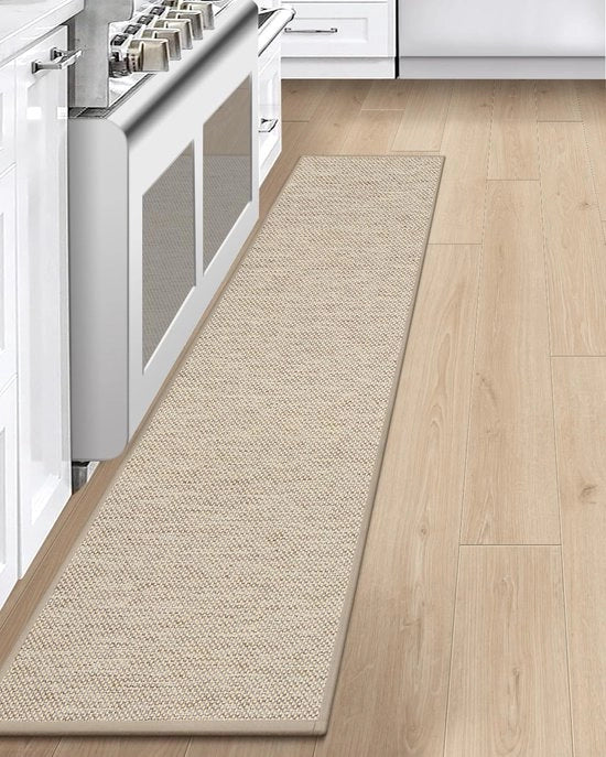 Mat di Cucina Antiscivolo 43x200cm, Passeggino Antiscivolo per Cucina, Mat di Cucina, Passeggino di Cucina, Tappeto Assorbente per Cucina, Gang, Spazio Lavaggio, Beige