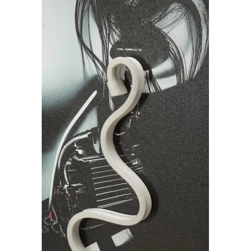 Stampa Con Led Su Tela Psyco -b- cm 60x3,5x90 (applicazione 3d Acrilico)