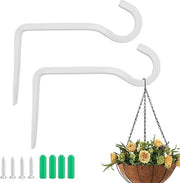 Due appendi fiori, chiodi, bianchi, vassoio per piante, parete, balcone, appendi fiori, chiodi per parete, appendi fiori appesi, appendi fiori, chiodi metallici per piante, case per uccelli, lanterne