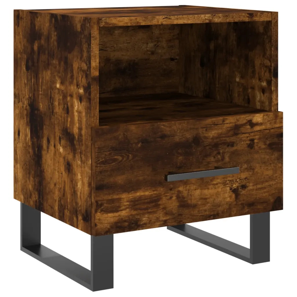 Comodino-Tavolino da notte Rovere Fumo 40x35x47,5 cm in Legno Multistrato 185641