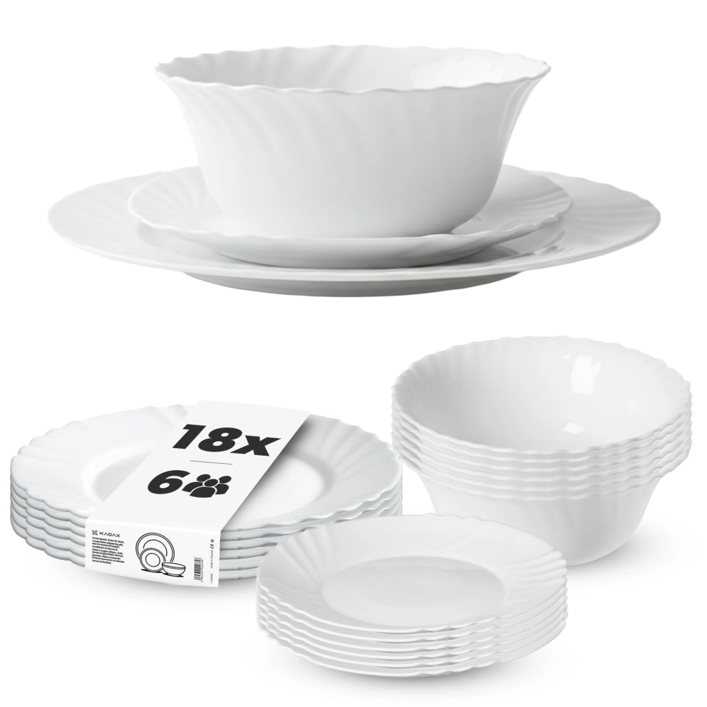 Set di stoviglie KADAX da 18 piatti, colore bianco