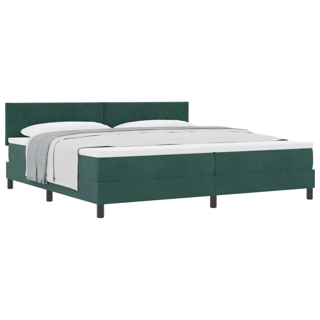 Letto a molle con materasso Verde Scuro 200 x 200 cm Velluto 3339263