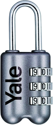 Yale LUCCHETTO DI SICUREZZA VALIGIA COMBINAZIONE mm. 23 Corpo lega zinco - Arco acciaio  Col. Grigio