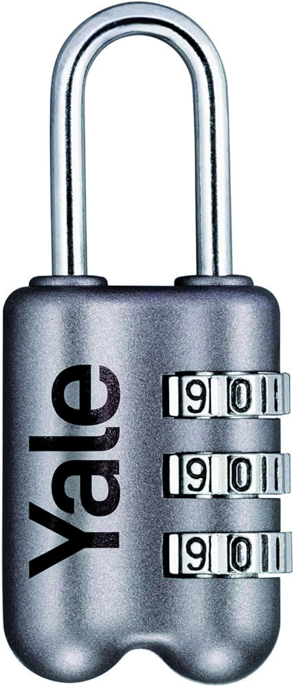 Yale LUCCHETTO DI SICUREZZA VALIGIA COMBINAZIONE mm. 23 Corpo lega zinco - Arco acciaio  Col. Grigio