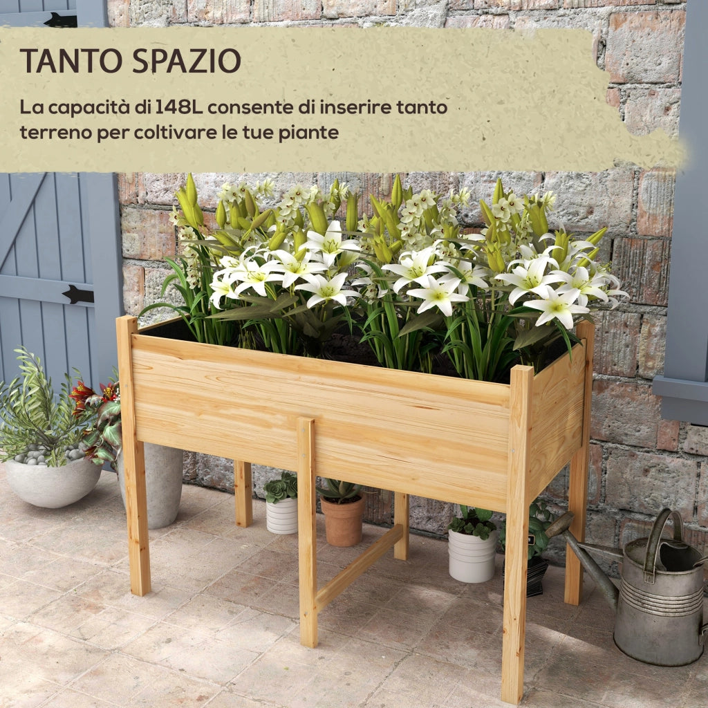 Orto Rialzato in Legno di Abete con Sacca ¨C zephmum ¨C 115x55x80 cm