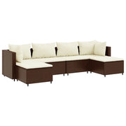 Set Mobili da Giardino 6pz | Set Salotto da Giardino con Cuscini in Polyrattan Marrone