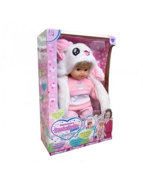 Bambola-MammAmore,BimbaBella Bunny magica cuffietta,bambola soffice ,senza ciuccio piange,premi le zampette le orecchie