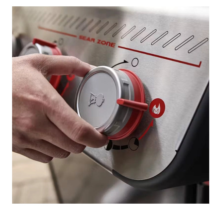 Weber 1500906 spirit ep-325 bbq barbecue a gas con 3 bruciatori sear zone e 2 ripiani laterali, dotato di termometro digitale