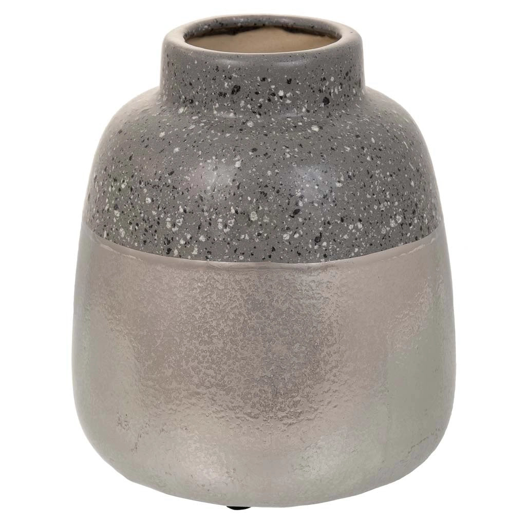 Vaso in ceramica argento 15x15x16,5h