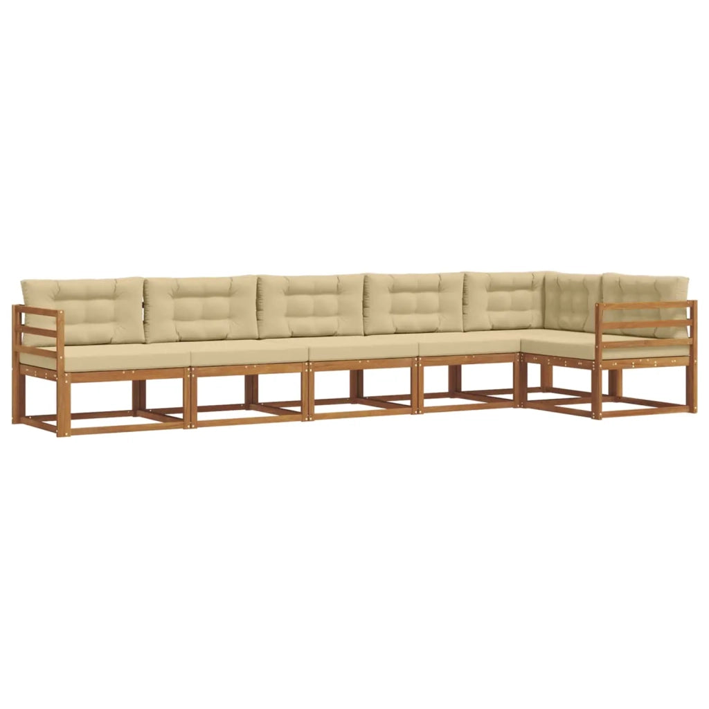 Set di divani da esterno con cuscino 6 pcs Naturale e Beige 3367636