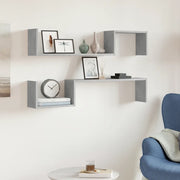 Mensole Parete 2pz Grigio Cemento 100x15x20cm Legno Multistrato 807272
