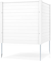 Schermo per Privacy da Esterno, 123 x 123 cm Recinzione Decorativa con Picchetti in Metallo, Pannelli Privacy da Giardino per Condizionatore d'Aria, Bidoni della Spazzatura (Bianco)