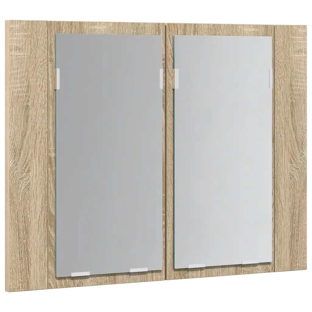 Armadietto a Specchio con Luci LED Rovere Sonoma in Acrilico 804959