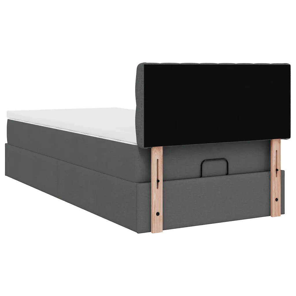 Pouf Letto con Materasso Grigio Scuro 90x200 cm in Tessuto 3311512