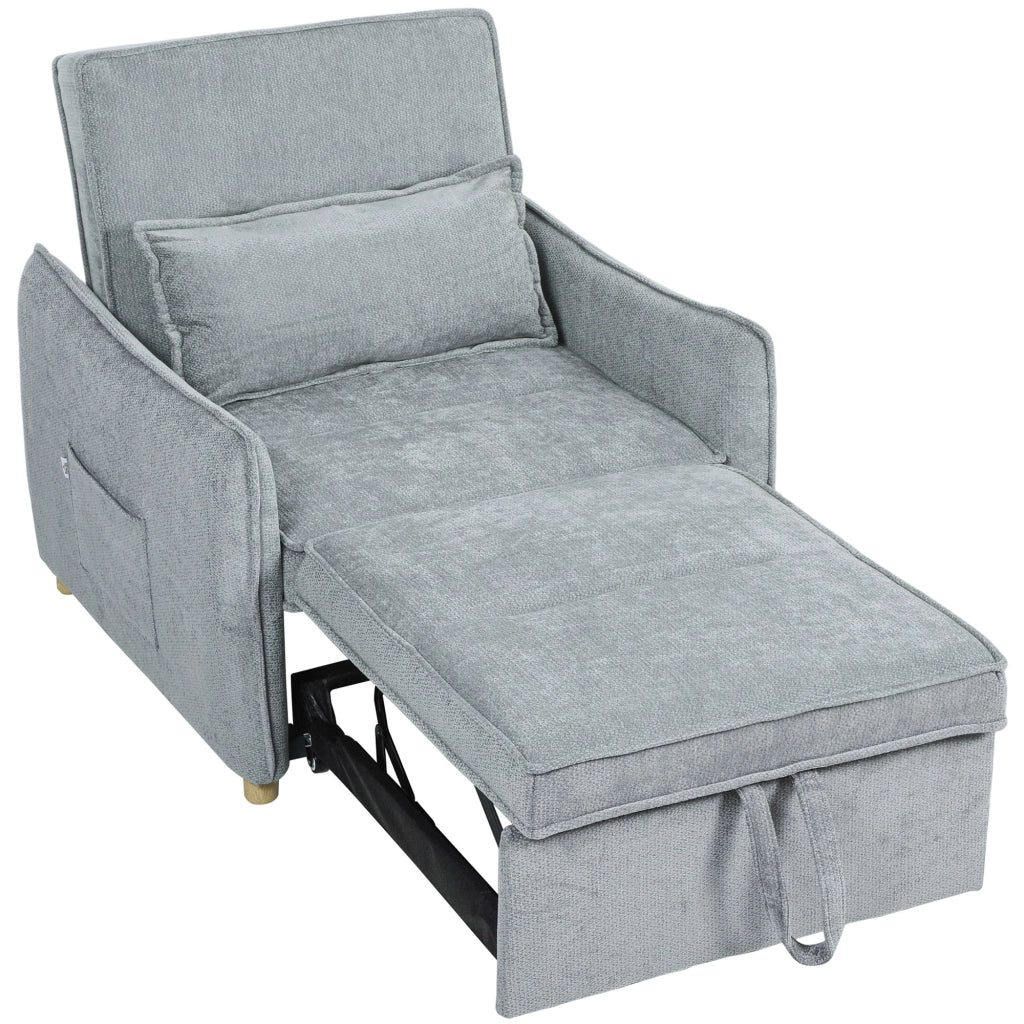 Poltrona letto convertibile 3 in 1 ¨C Xylo ¨C tessuto chenille grigio 88x84x87cm