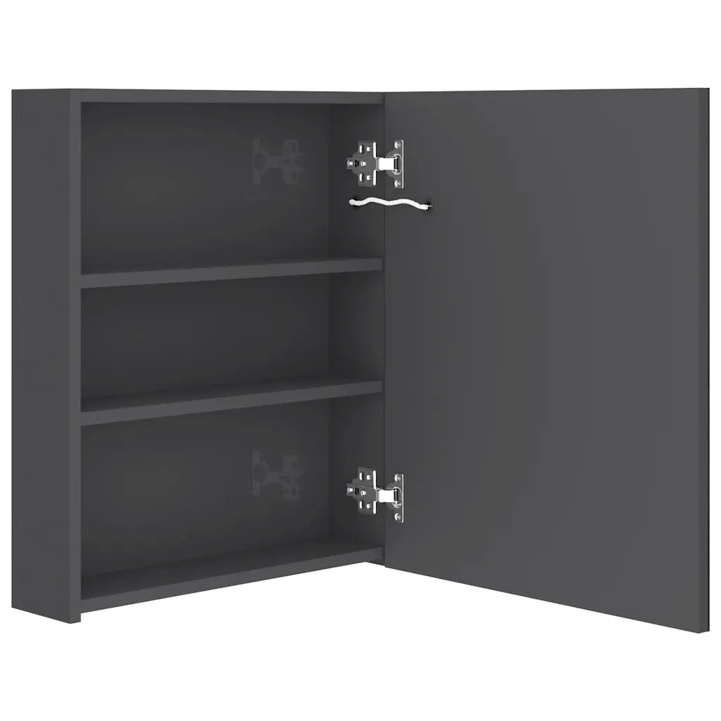 Armadietto Bagno con Specchio e LED-Mobile bagno con specchio Grigio Lucido 50x14x60 cm