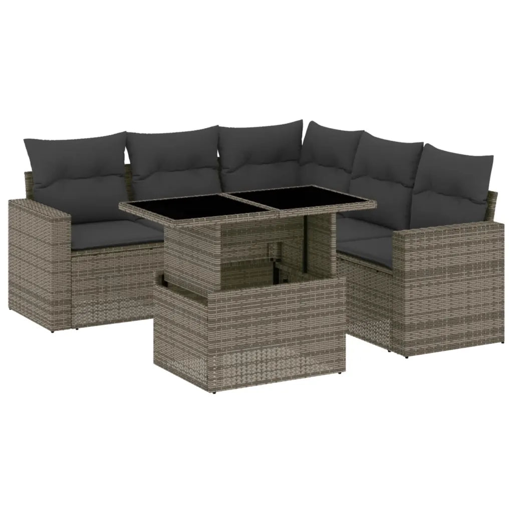 Set Divano da Giardino 6 pz con Cuscini Grigio in Polyrattan 3267270