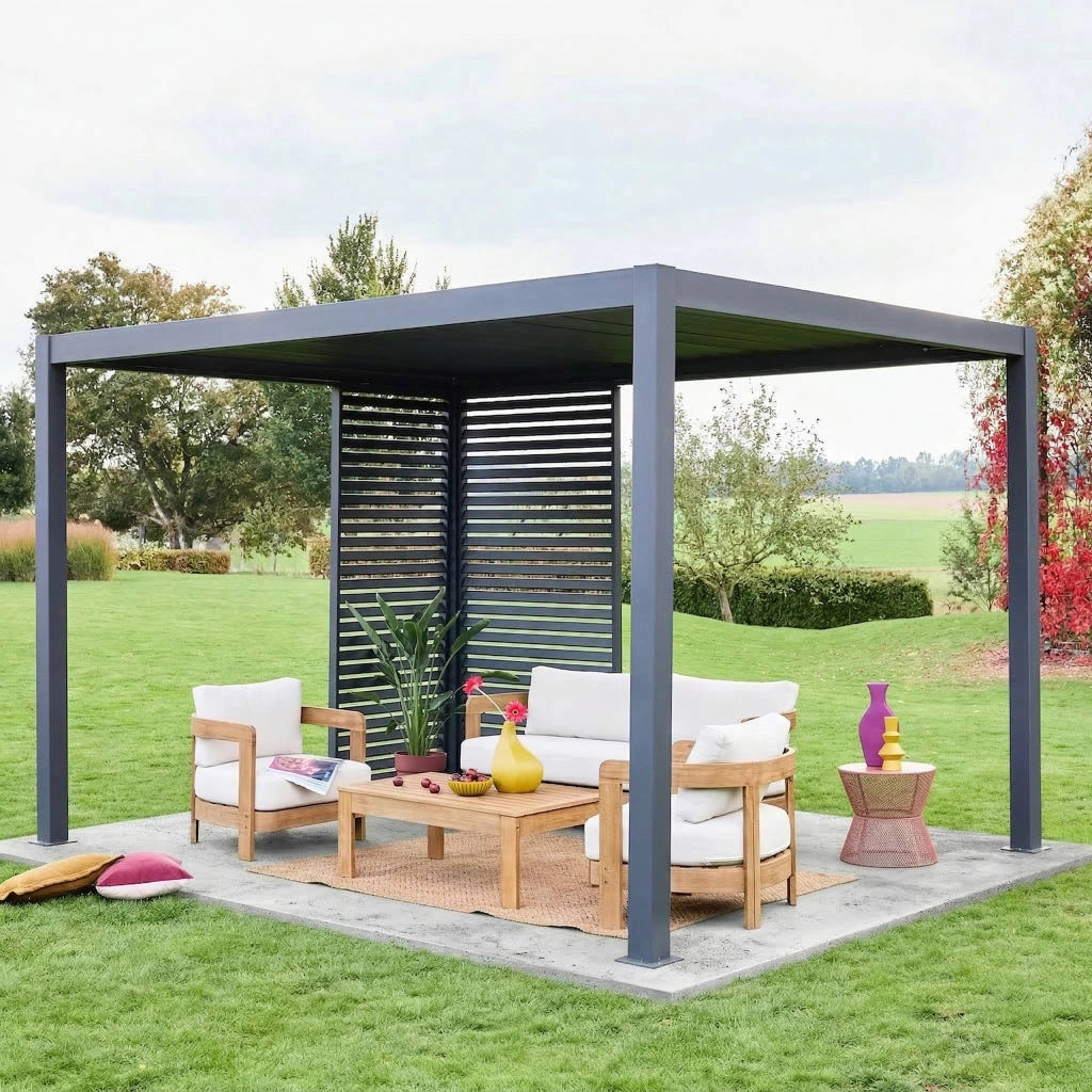 Pergola bioclimatica 3x4m in alluminio  + 1 persiana 1m + 1 persiana