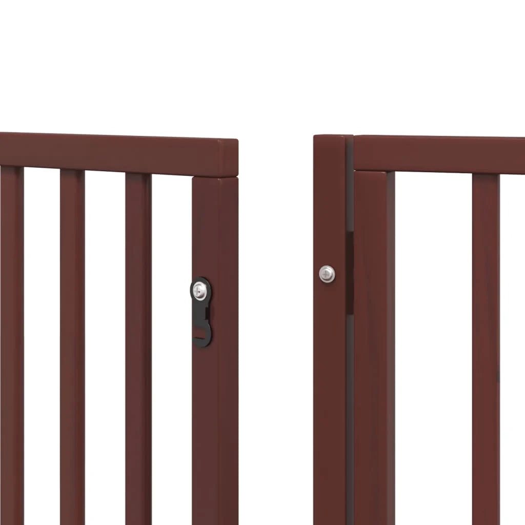 Cancelletto di sicurezza per animali domestici porta pieghevole 12 pannelli legno di pioppo marrone 02_0023155