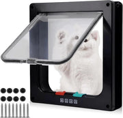 Porta per gatti da 25 x 24 cm con serratura a 4 vie sicura chiusura per animali domestici resistente al tempo - installazione semplice per interni, esterni, finestre e pareti