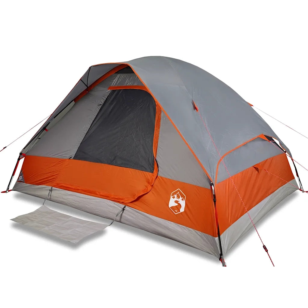 Tenda da Campeggio a Cupola 6 Persone-Tenda per Escursionismo Grigio e Arancione 583522