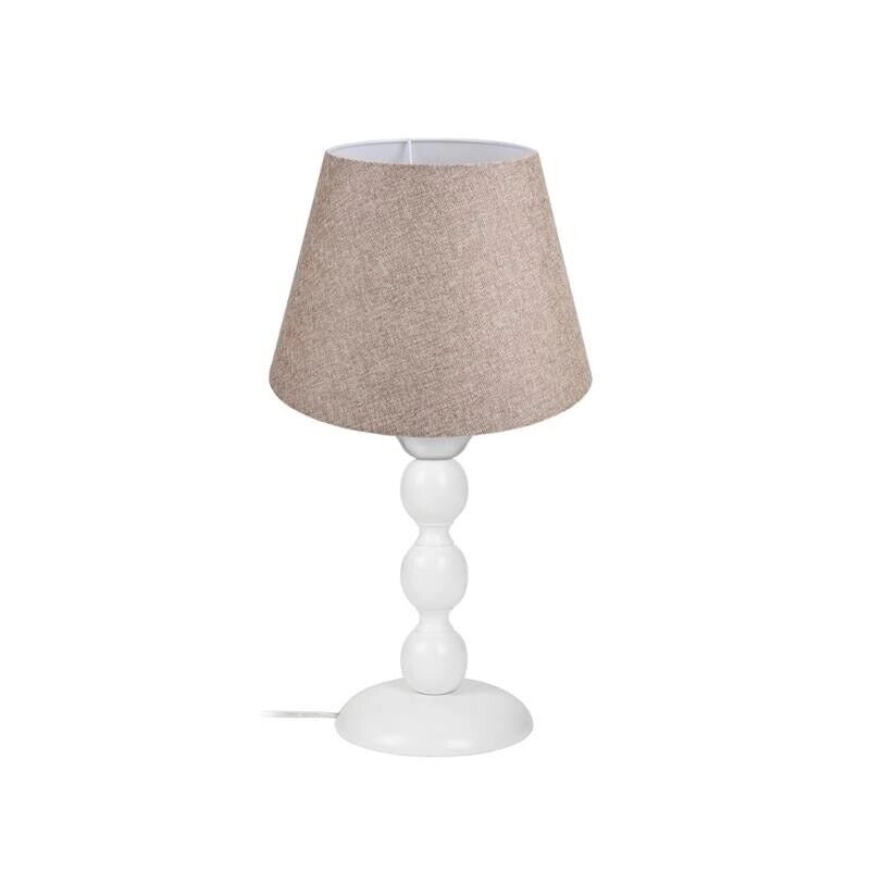 LAMPADA DA TAVOLO LAGUNAH BASE IN LEGNO BIANCO E PARALUME IN TESSUTO BEIGE 48H CM