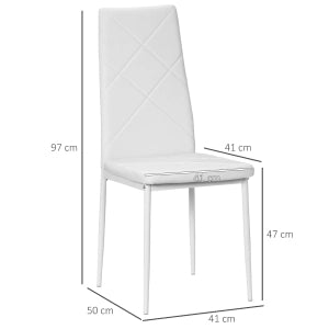 Set di 4 sedie da pranzo imbottite in similpelle bianca, struttura in acciaio, 120 kg