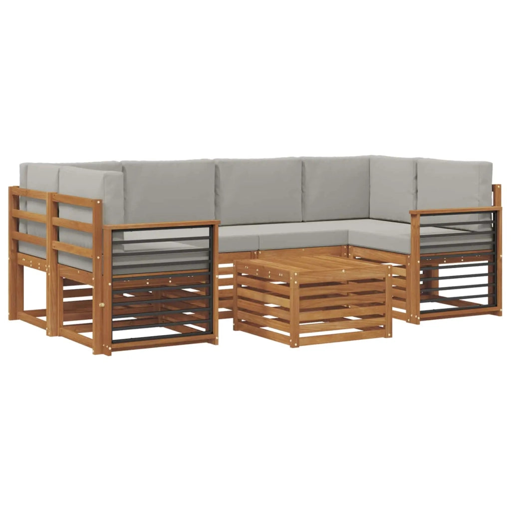 Set di divani da esterno 7 pcs Grigio Naturale e Chiaro 3374461