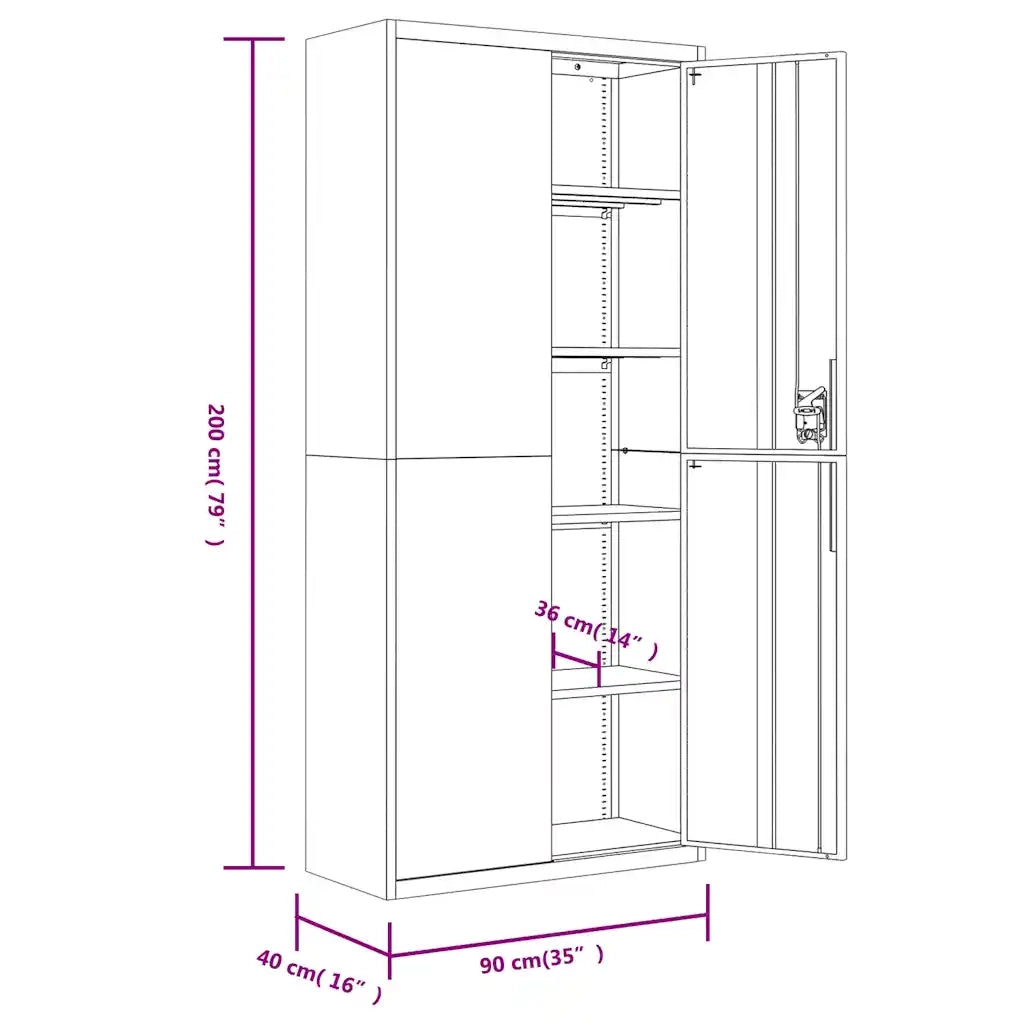 Armadio Classificatore Grigio Chiaro 90x40x200 cm in Acciaio CFW6188511