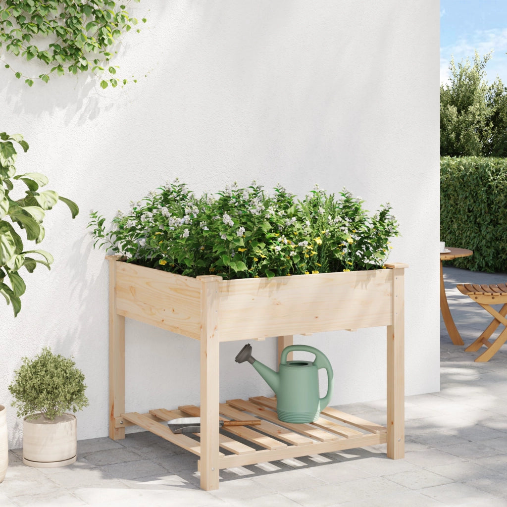 Vaso da giardino  con ripiano 90x90x76 cm in legno massello di abete