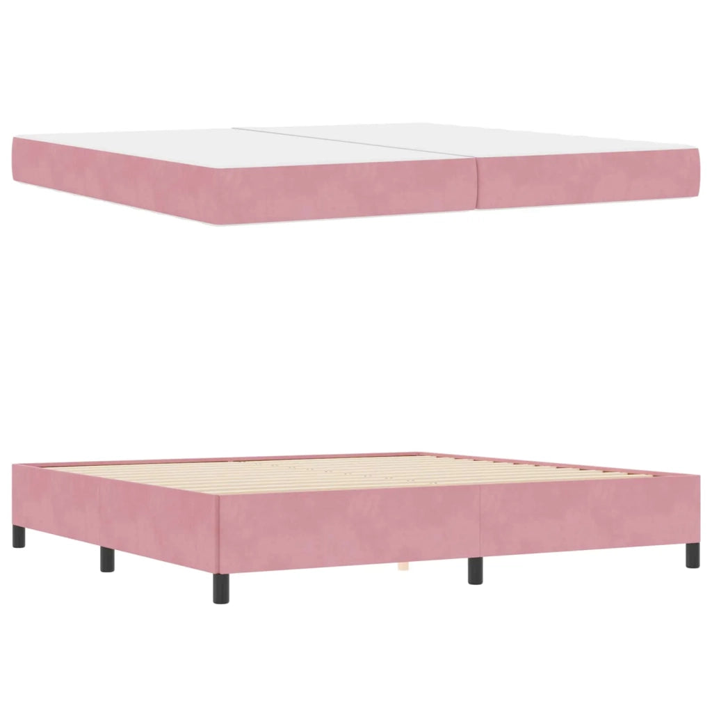 Struttura del letto con materasso Rosa 200 x 200 cm Tessuto 3399089