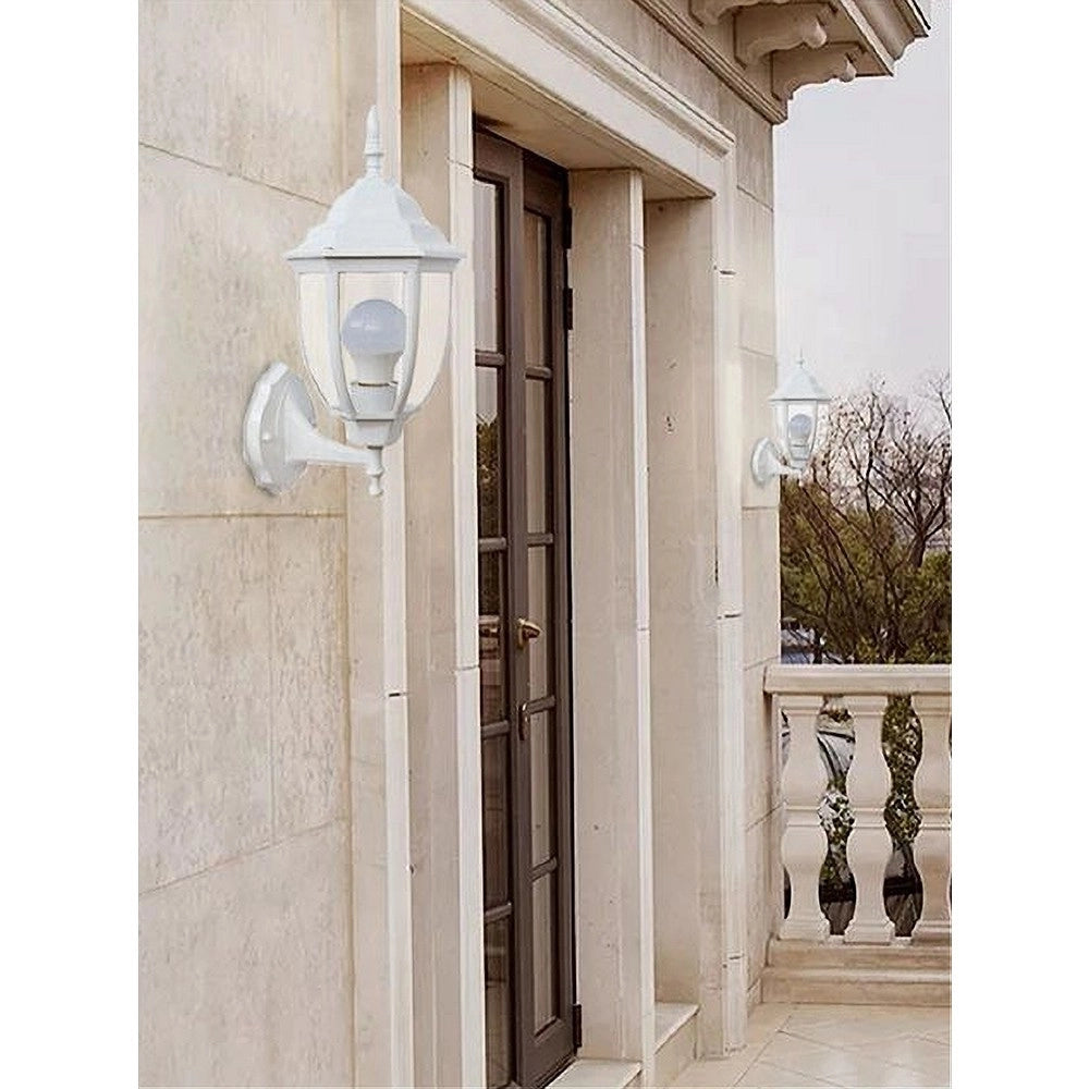 Trade Shop - Lanterna Da Giardino Antica Lampada Parete Applique Da Esterno A Muro Retrò Es09 - Bianco
