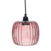 Lampada a sospensione Claudia in vetro cannettato color bacca