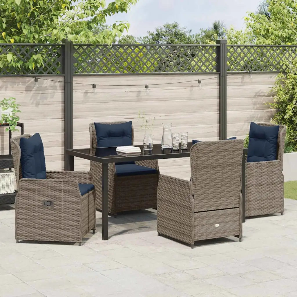 Set da Pranzo per Giardino 5 pcs Grigio Poly Rattan 3381033