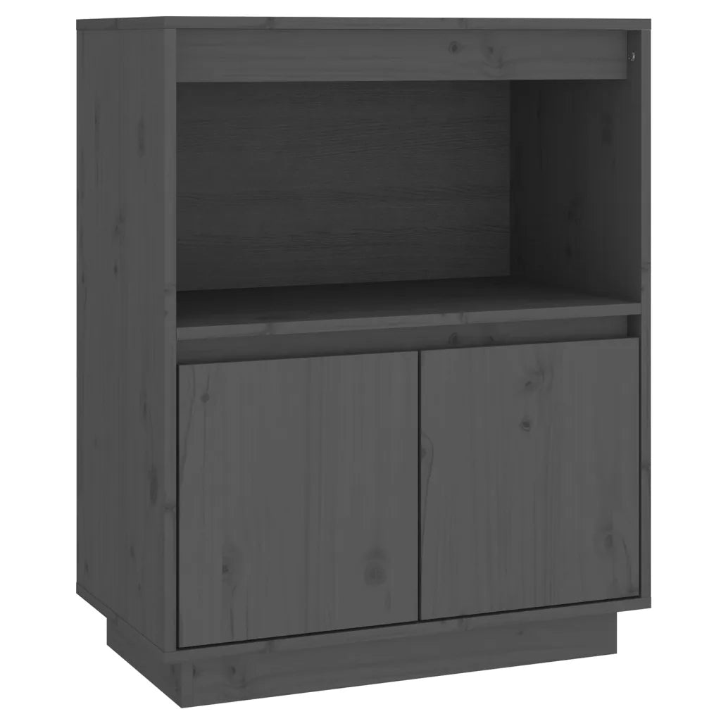 Credenza-Buffet-Armadio da cucina Grigia 60x34x75 cm in Legno Massello di Pino