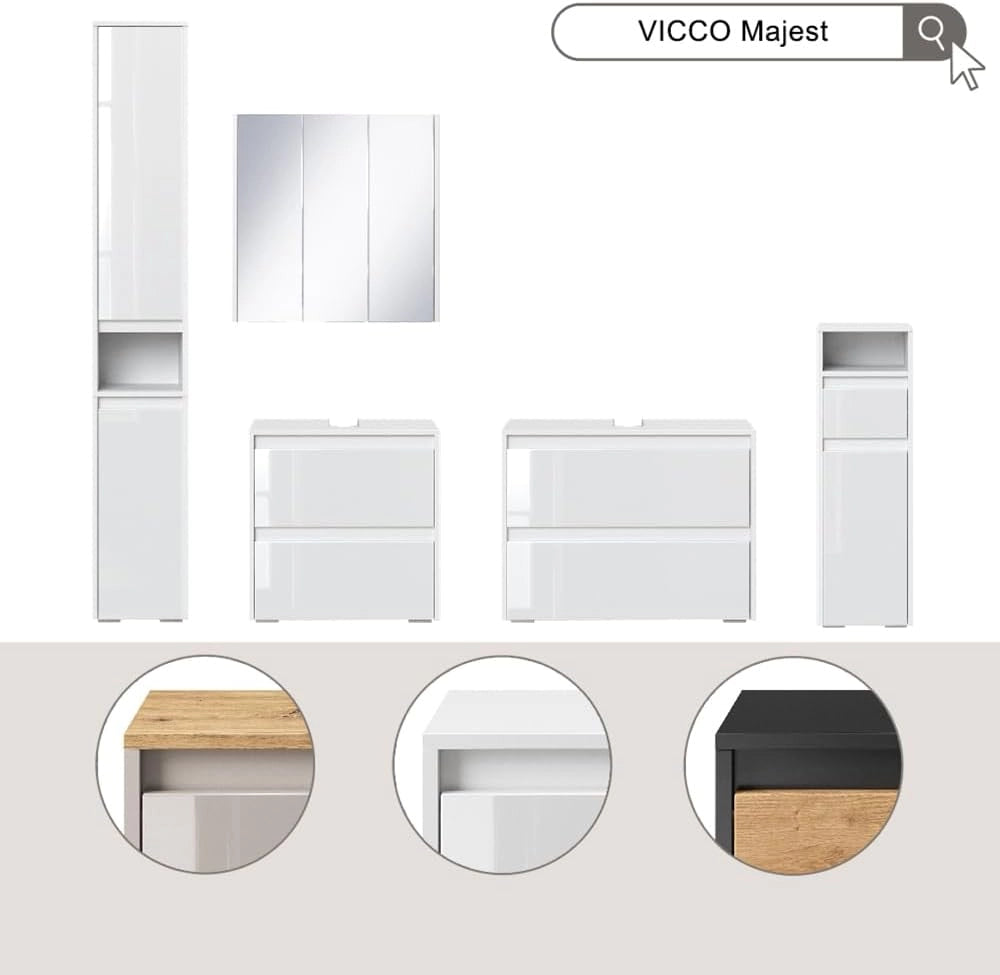Set di mobili da bagno Majest, Antracite/Artisan, 2 parti