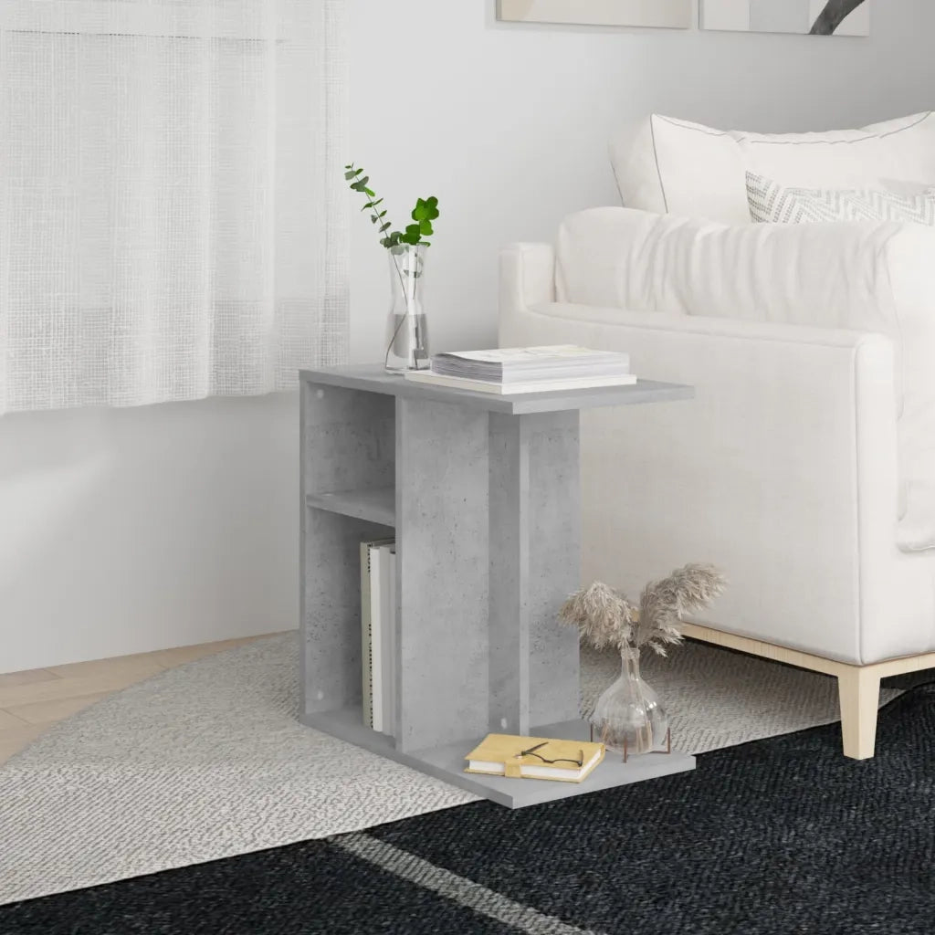 Tavolino Grigio Cemento 50x30x50 cm in Legno Multistrato 803024