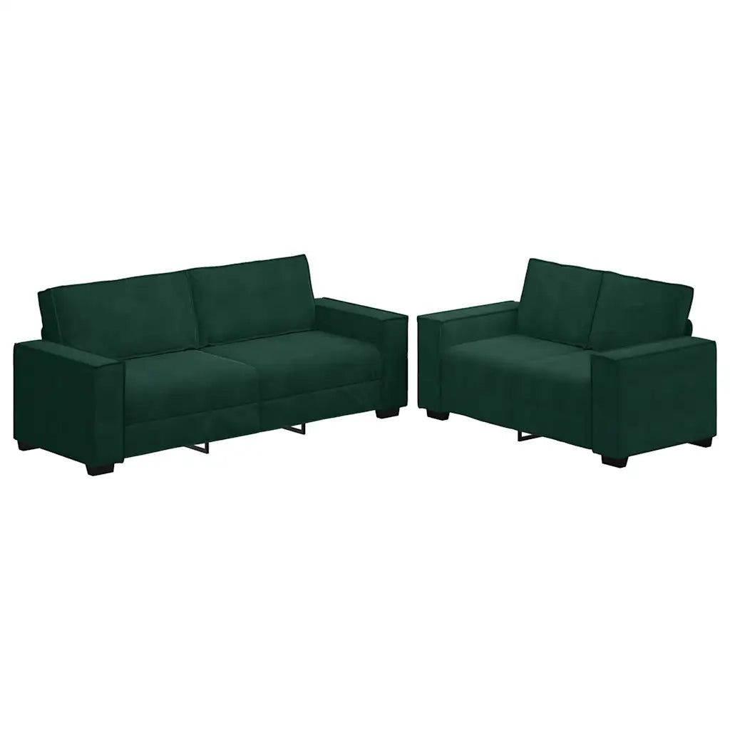 Set di Divani 2 pz con Cuscini Verde scuro in Velluto 3324702
