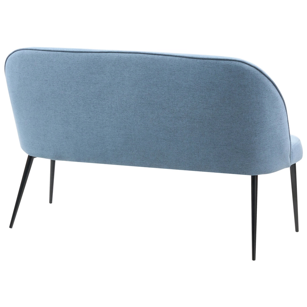 Divano da cucina Rivestimento in tessuto blu Struttura in metallo a 2 posti Gambe nere Panca