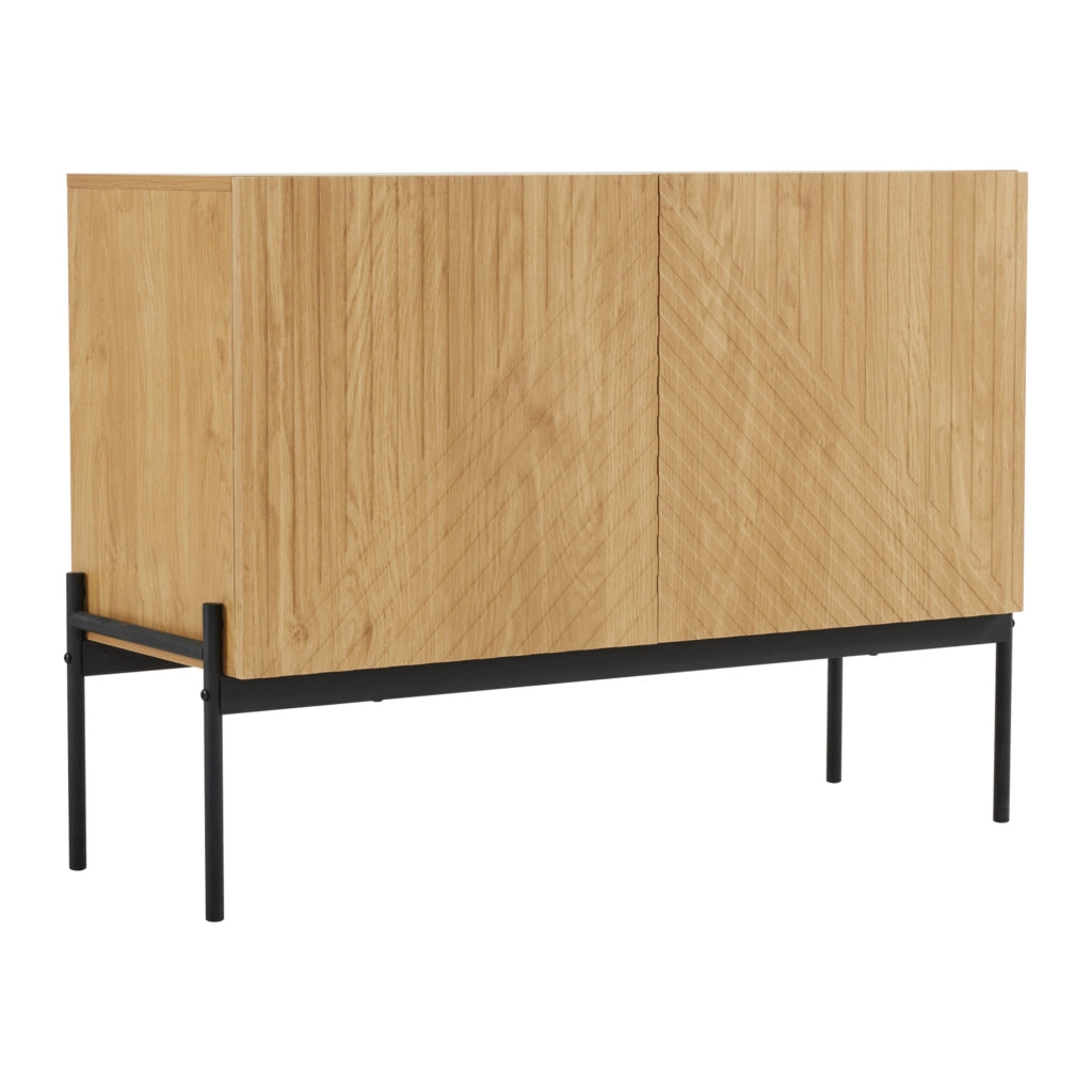 Credenza a 2 ante in effetto naturale con struttura in truciolare e ripiano regolabile