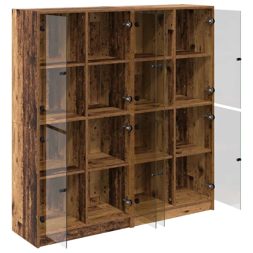 Credenza 2 pz-Set di 2 Buffet-Armadio da cucina Legno vecchio 136 x 37 x 142 cm