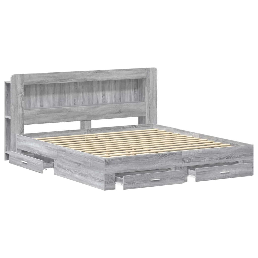Telaio del letto con storage Sonoma grigio 200 x 200 cm 3433902
