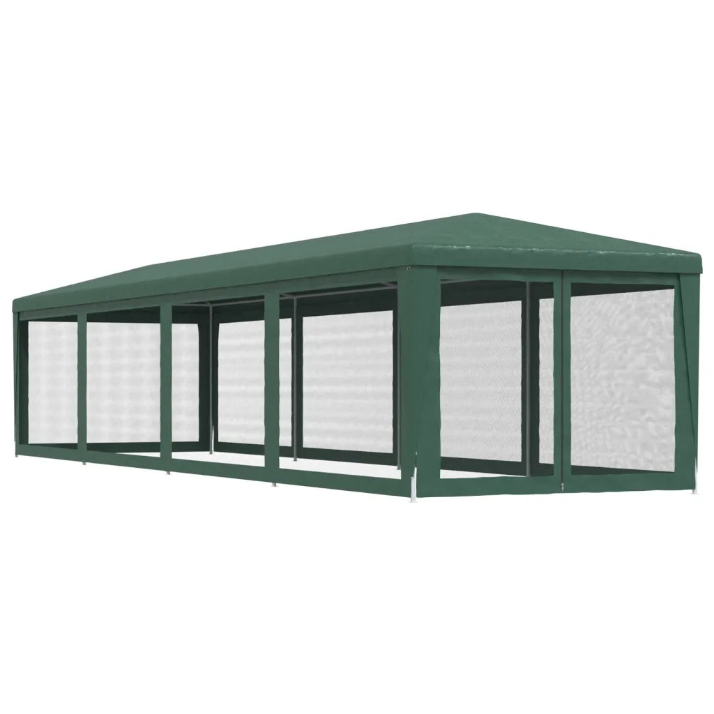 Tenda per Feste con 10 Pareti Laterali in Rete Verde 3x12m HDPE
